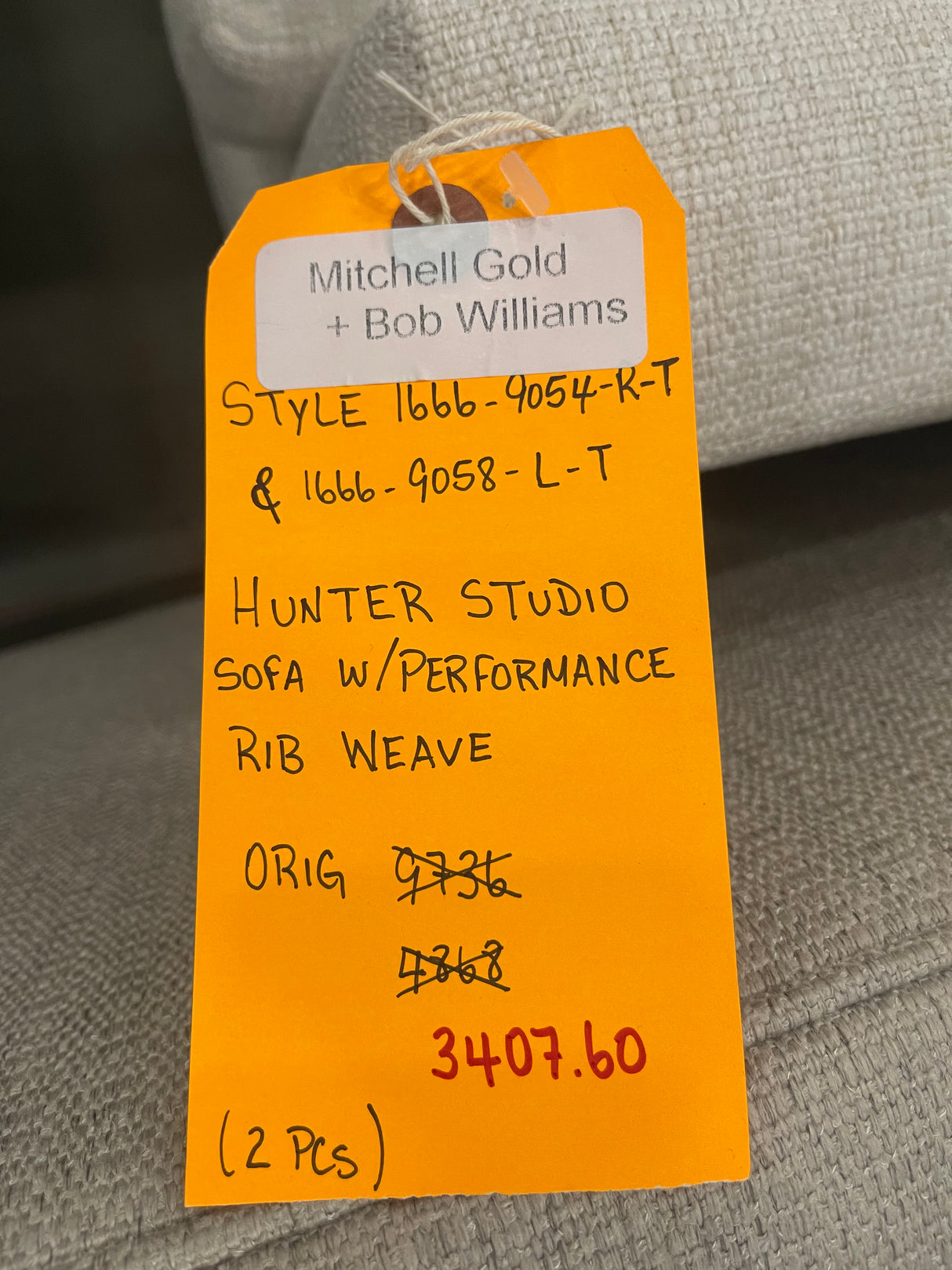 Mitchell Gold + Bob Williams Hunter Studio Sofa with Performance Rib Weave (2pc)