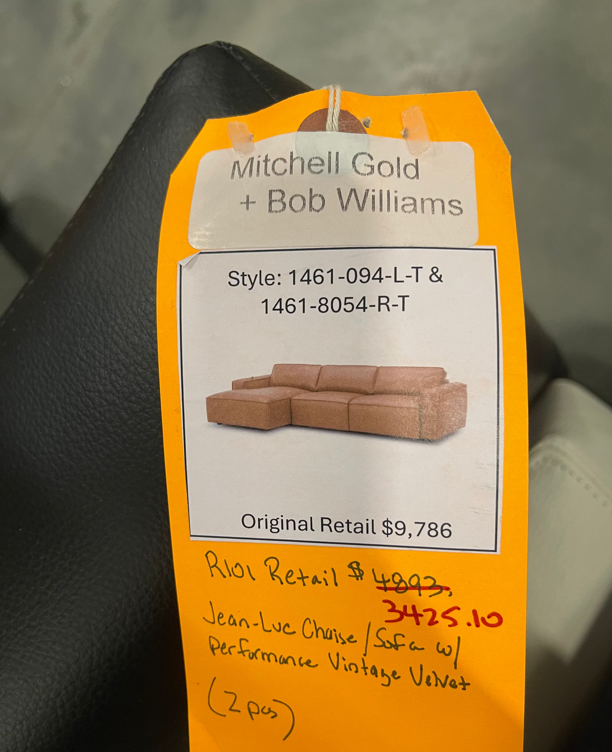 Mitchell Gold + Bob Williams Jean-Luc Chaise/Sofa with Performance Vintage Velvet (2pc)