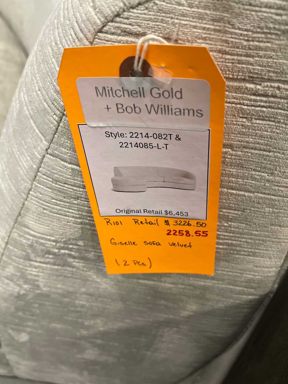 Mitchell Gold + Bob Williams Giselle Sofa Velvet (2pc)