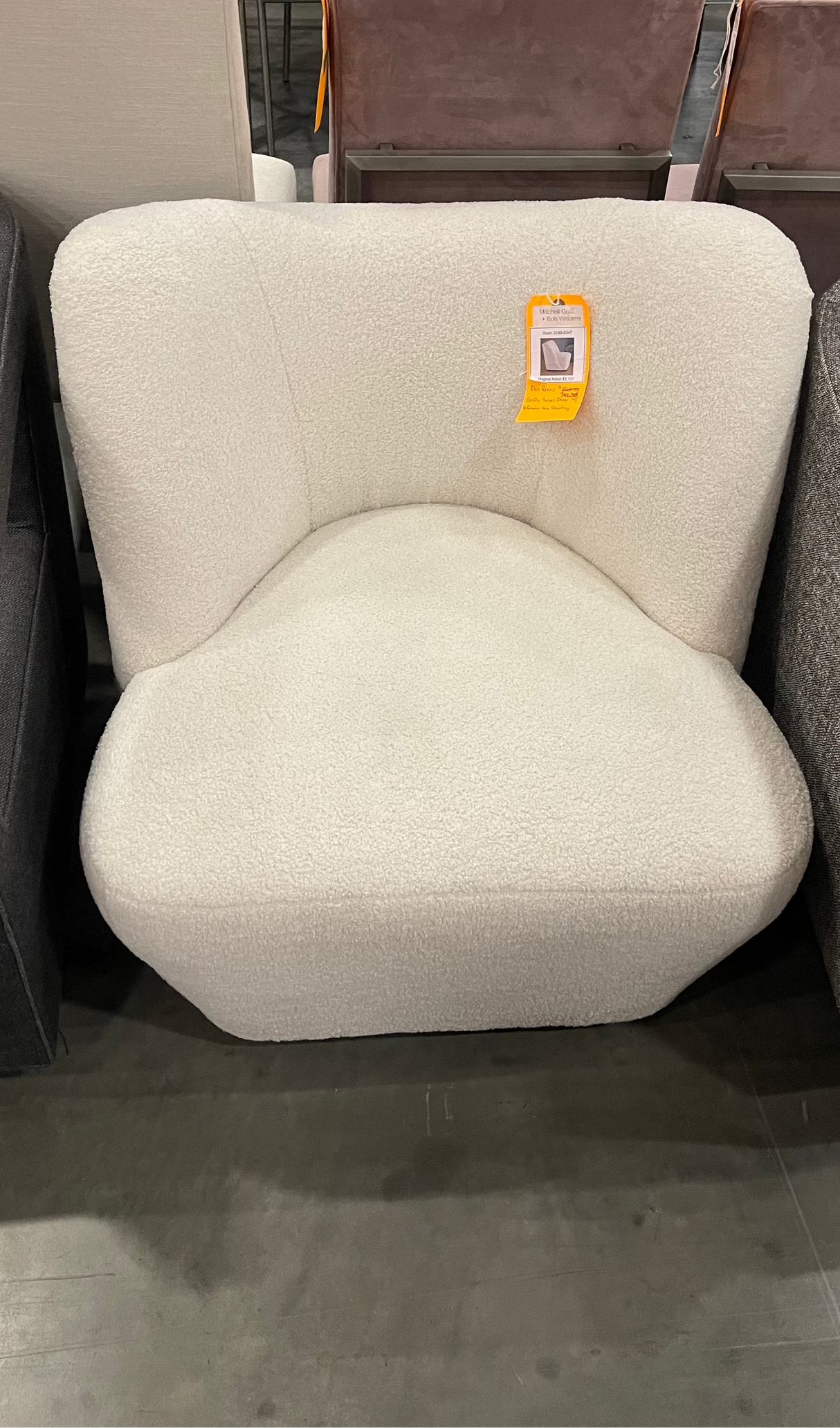 Mitchell Gold + Bob Williams Griffin Swivel Chair with Performance Faux Sherling