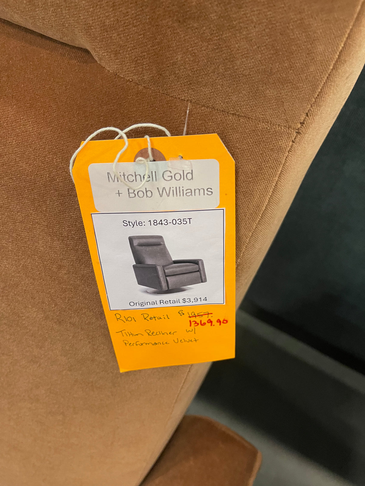 Mitchell Gold + Bob Williams Tilton Recliner with Performance Velvet