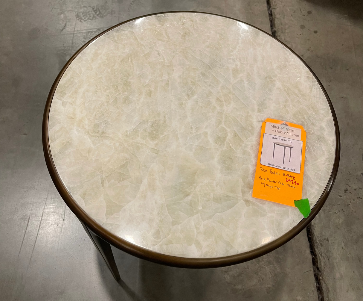 Mitchell Gold + Bob Williams Aria Pewter Side Table with Onyx Top