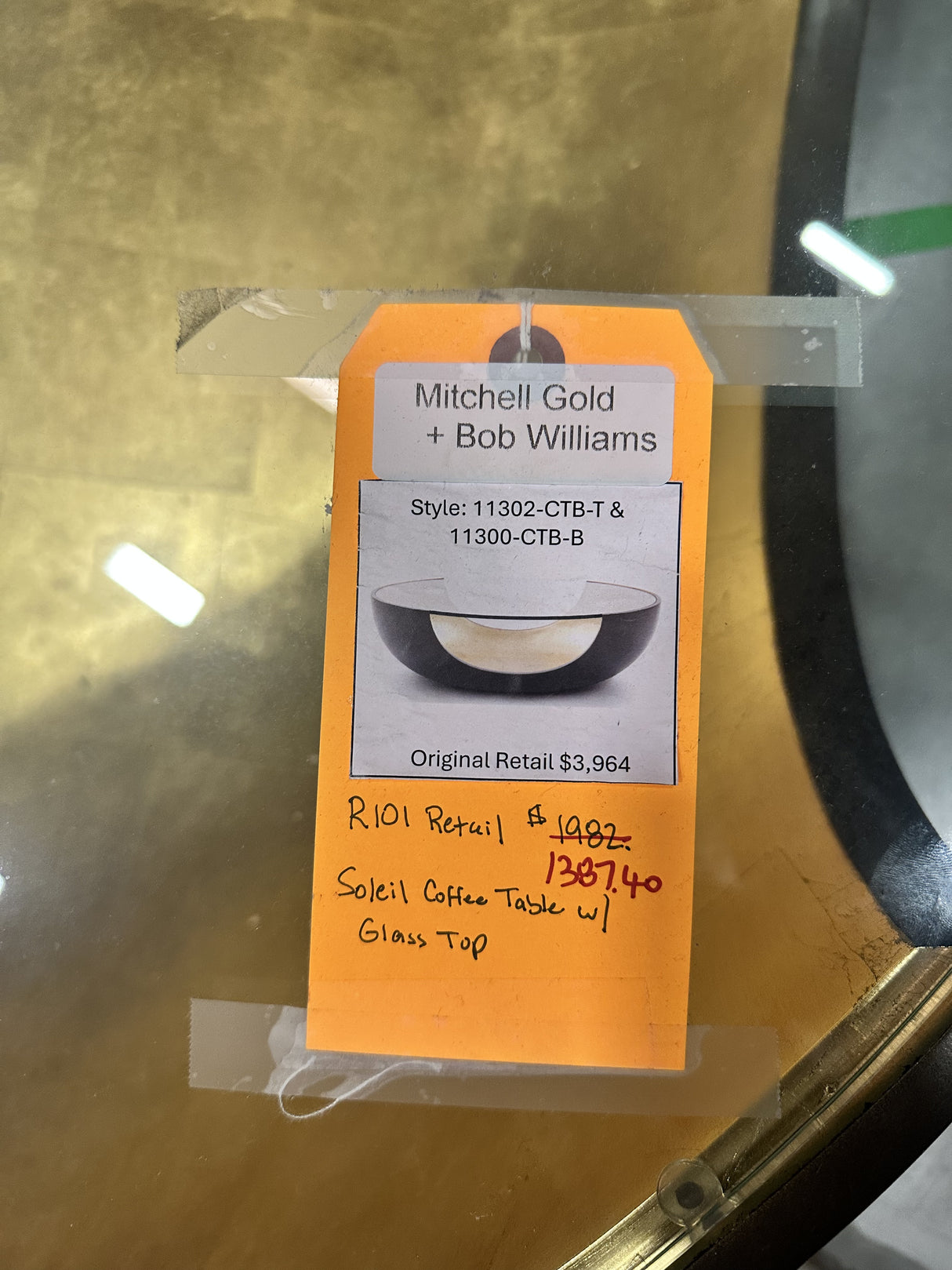 Mitchell Gold + Bob Williams Soleil Coffee Table w/ Glass Top - 65% Off Retail Price