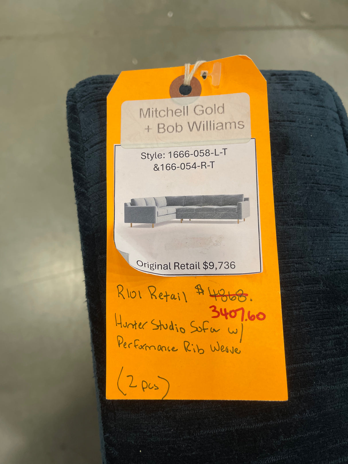 Mitchell Gold + Bob Williams Hunter Studio Sofa with Performance Rib Weave (2pc)