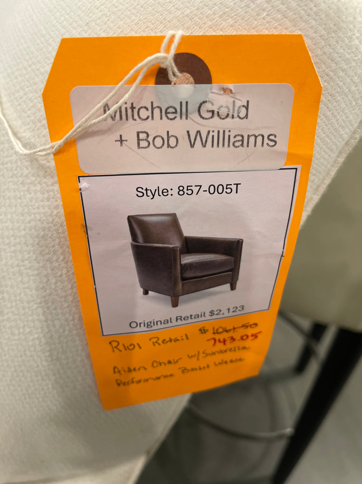 Mitchell Gold + Bob Williams Aiden Chair with Sunbrella Performance Basket Weave