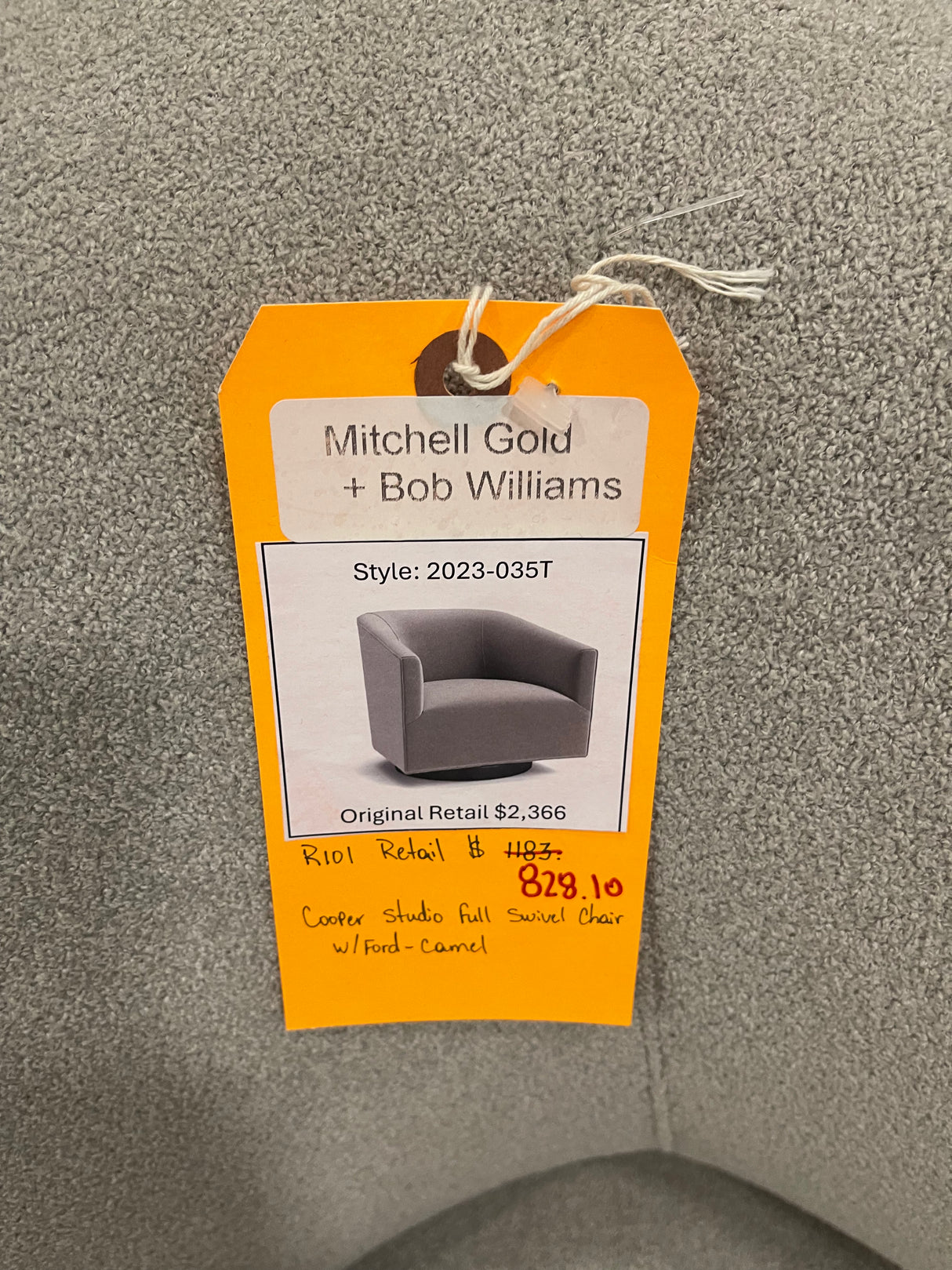 Mitchell Gold + Bob Williams Cooper Studio Full Swivel Chair with Ford Camel