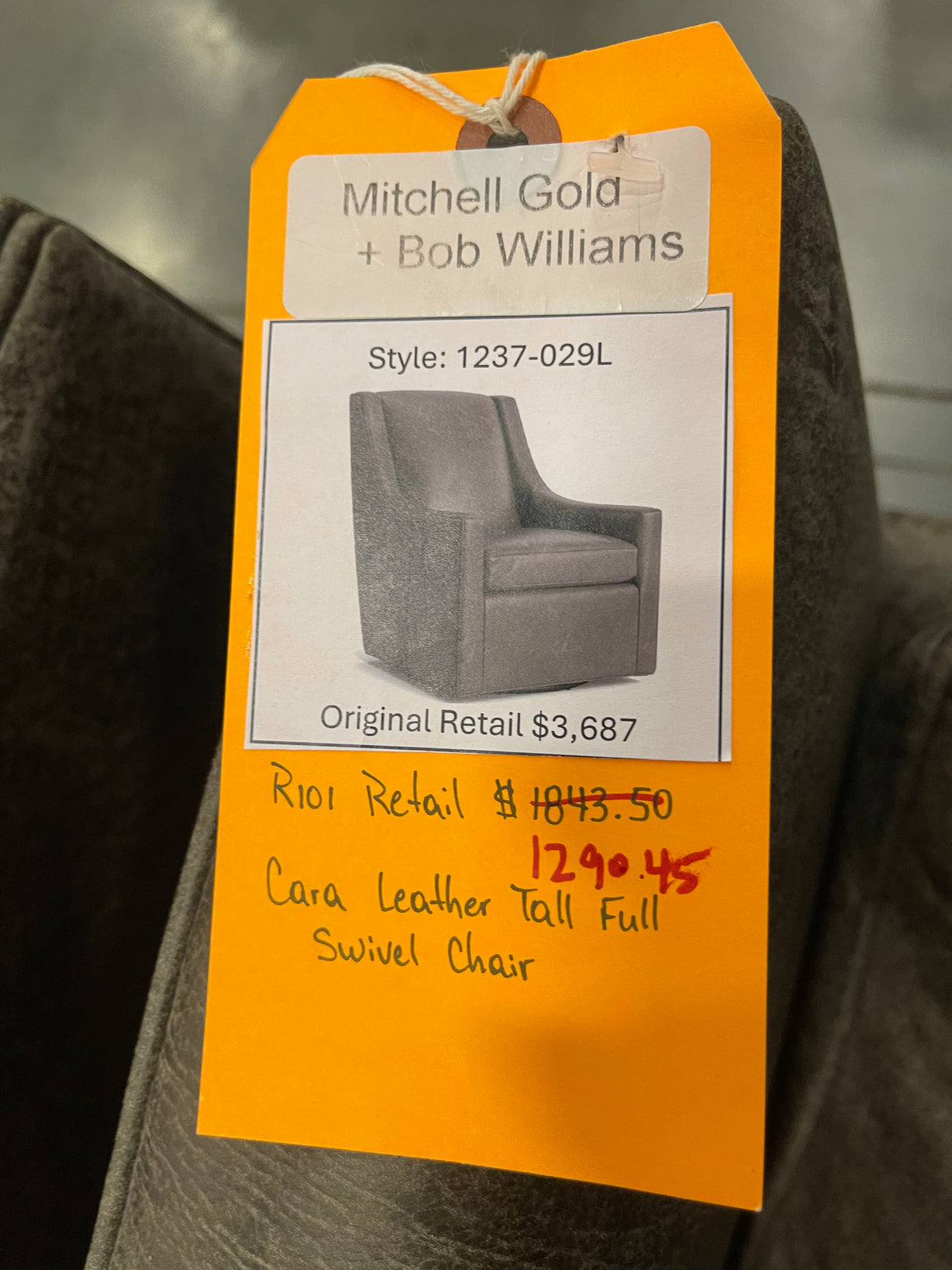 Mitchell Gold + Bob Williams Cara Leather Tall Full Swivel Chair