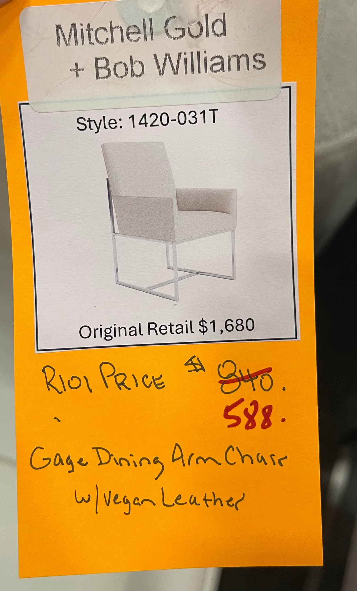 Mitchell Gold + Bob Williams Gage Dining Armchair with Vegan Leather