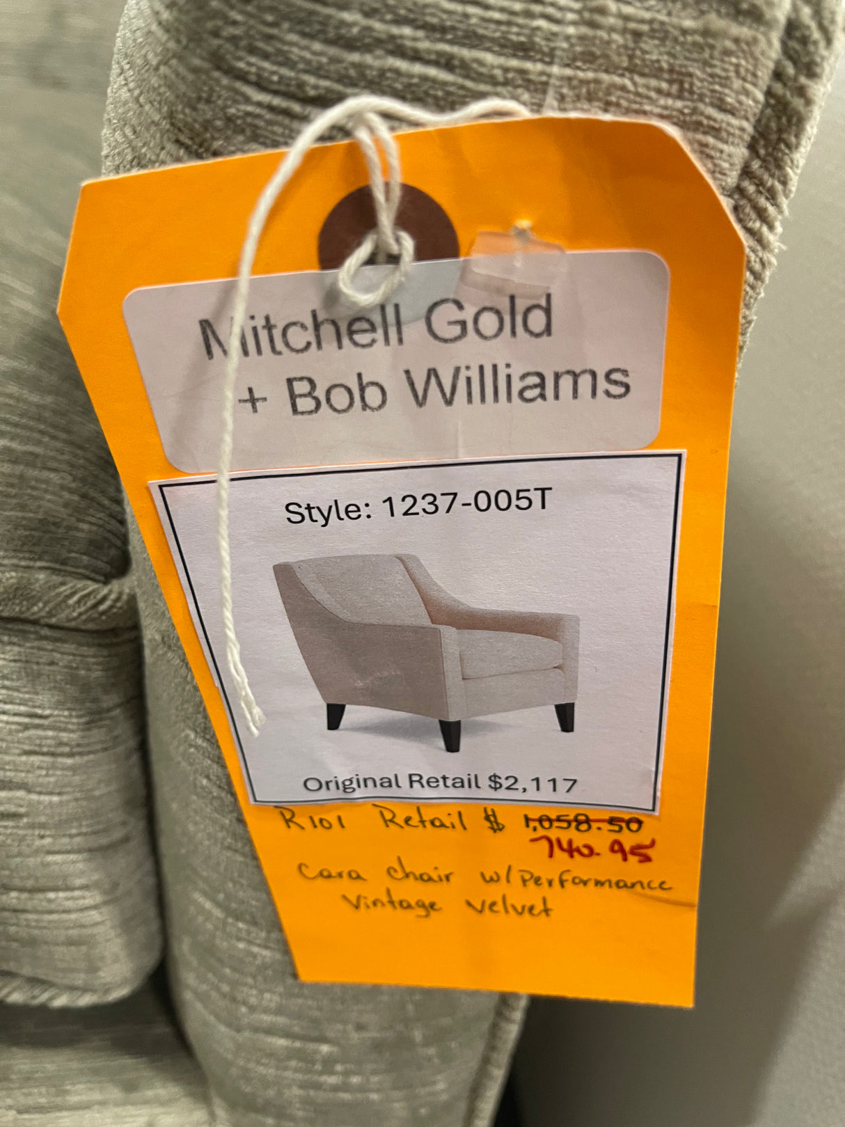 Mitchell Gold + Bob Williams Cara Chair with Performance Vintage Velvet