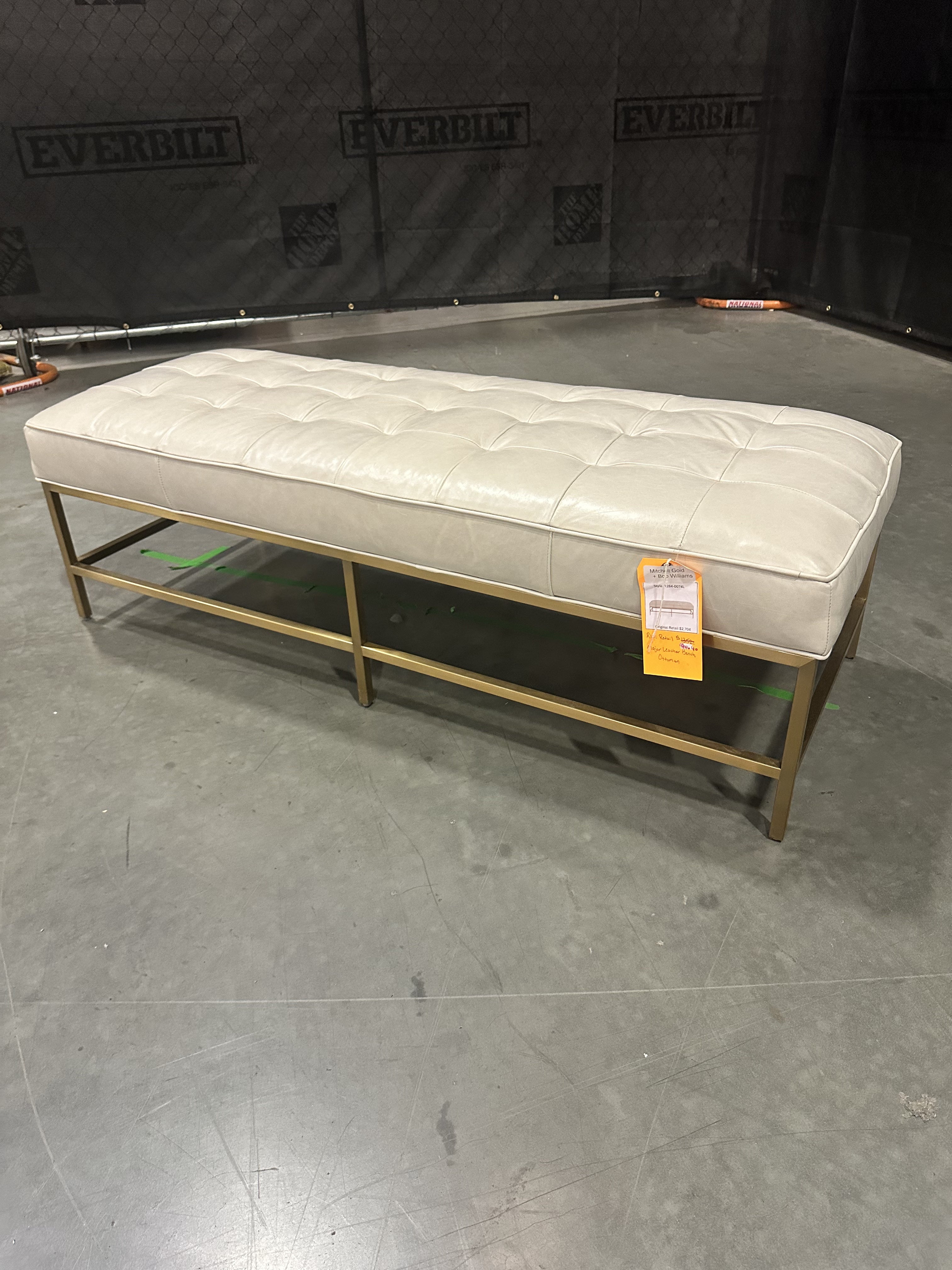 Mitchell Gold + Bob Williams Major Leather Bench Ottoman - 65% Off Retail Price