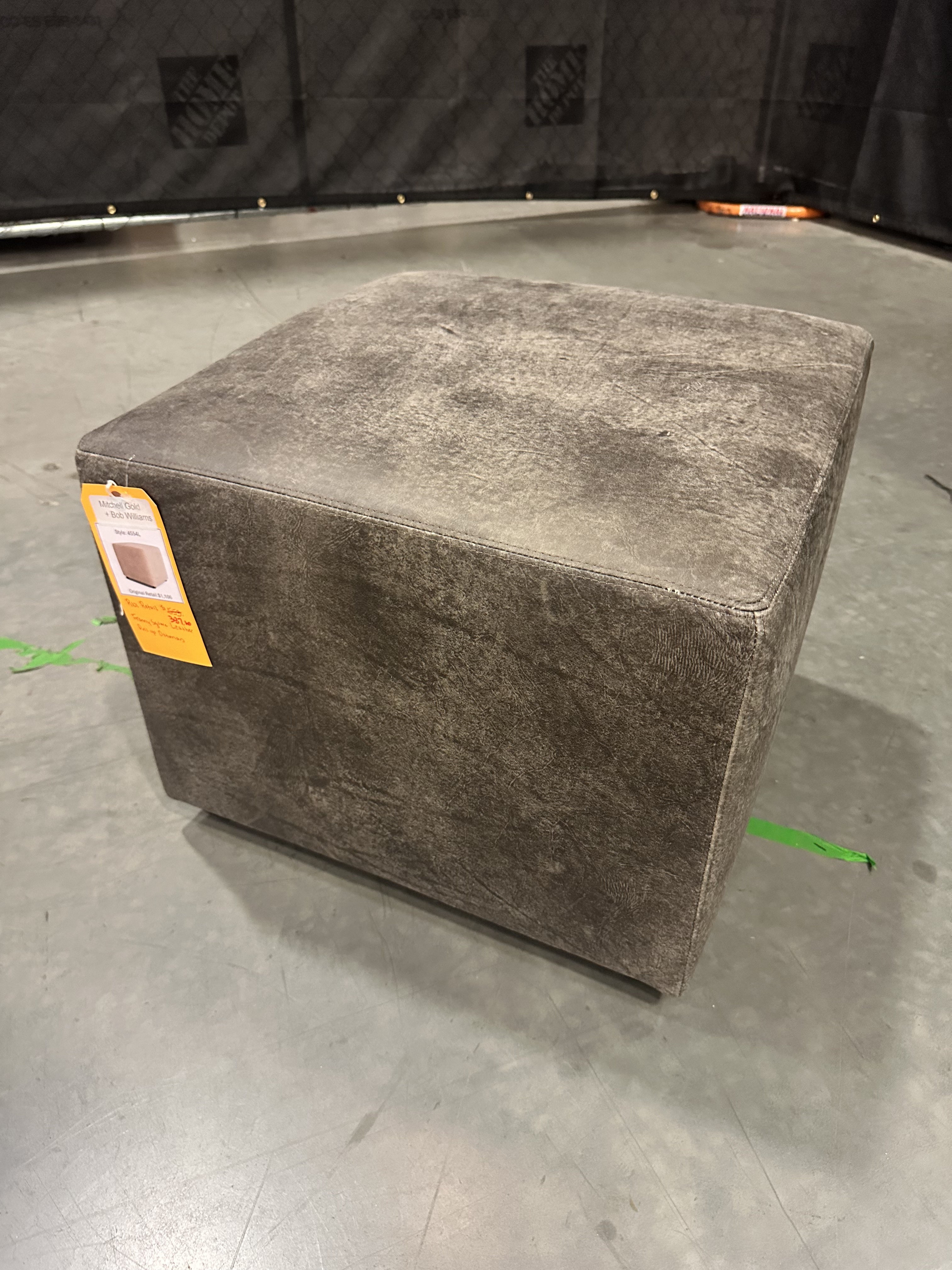 Mitchell Gold + Bob Williams Franny Square Leather Pull-Up Ottoman - 65% Off Retail Price