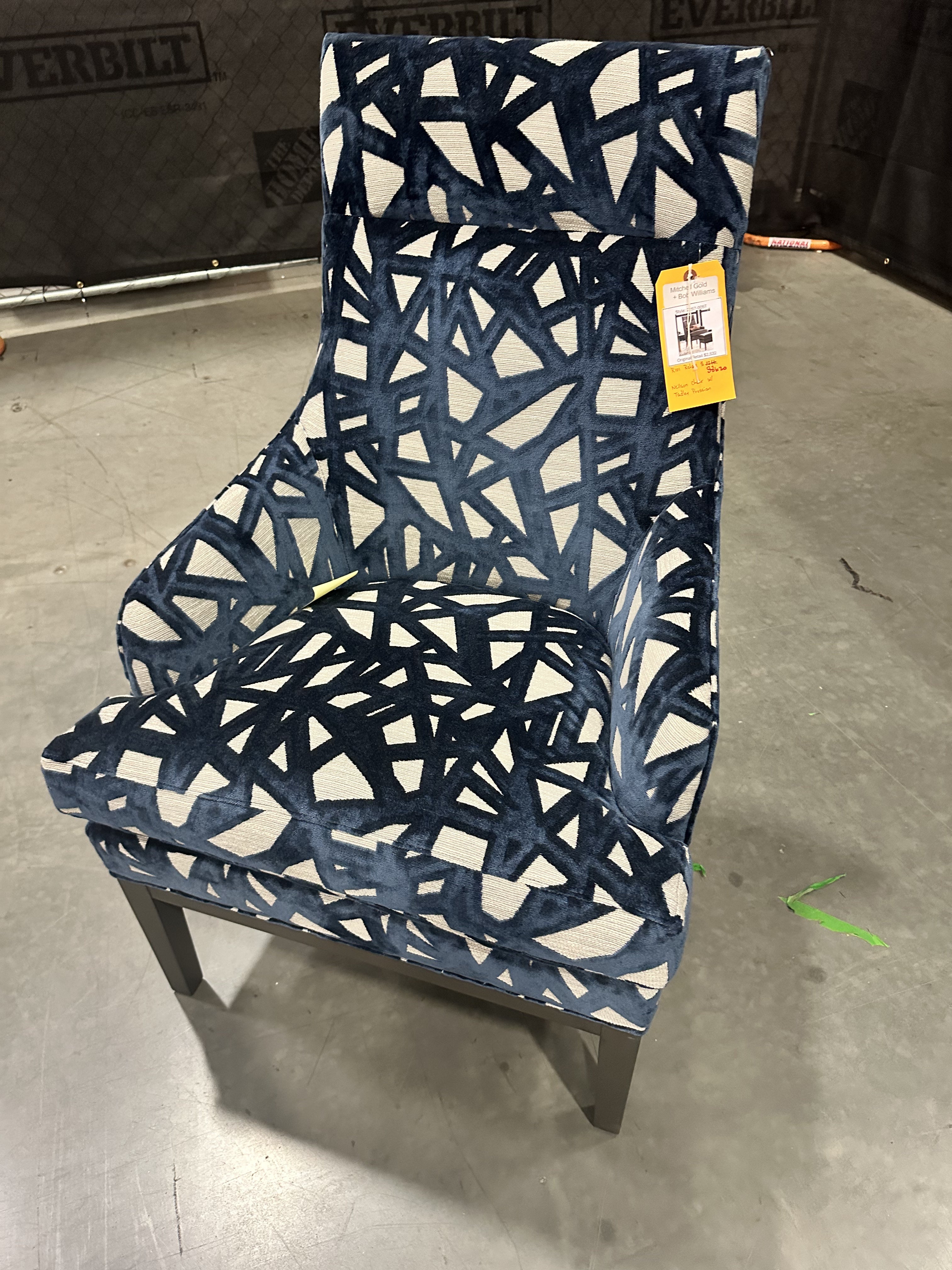 Mitchell Gold + Bob Williams Neilson Chair w/ Tadley Prussian - 65% Off Retail Price