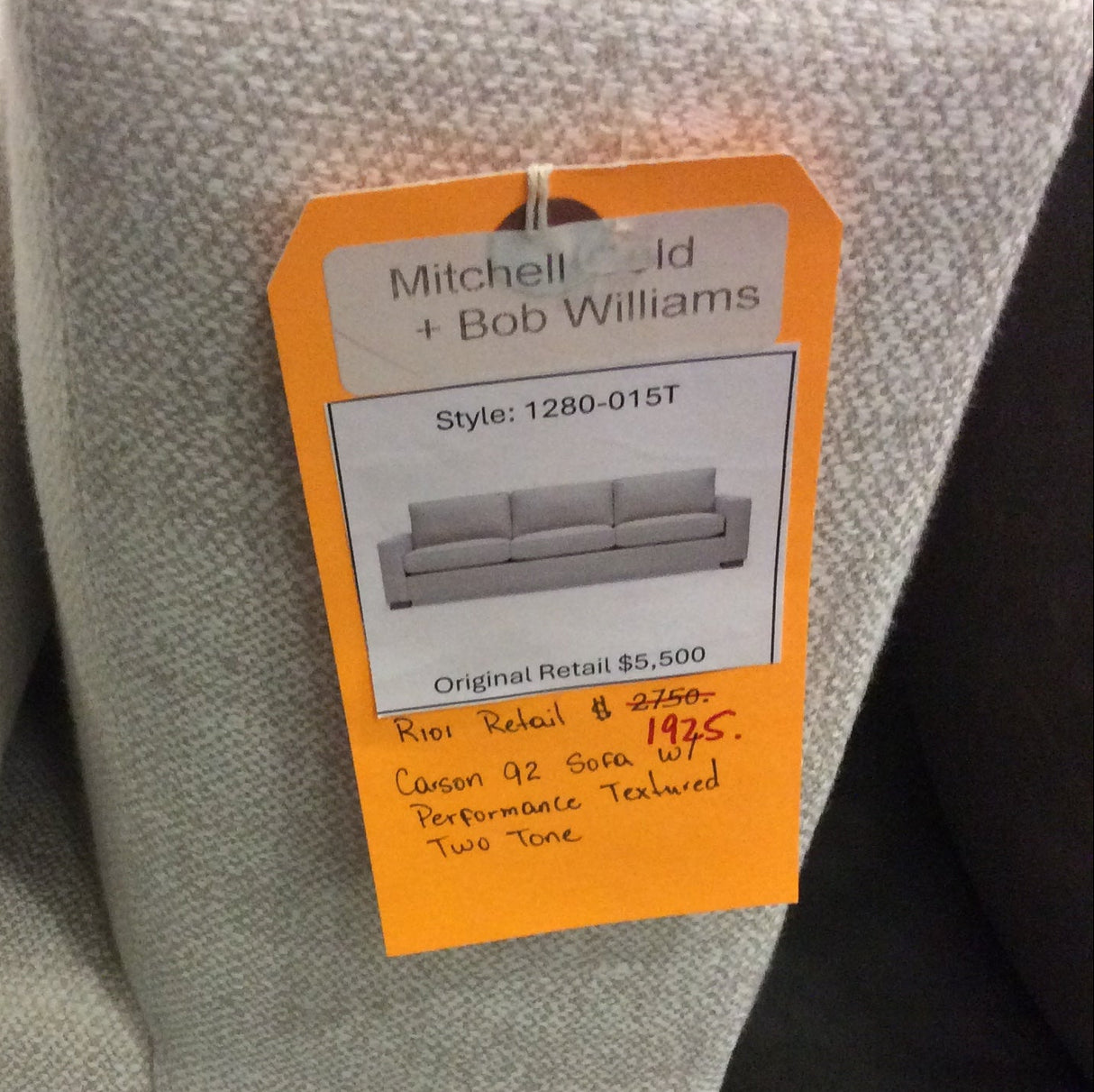 Mitchell Gold + Bob Williams Carson 92 Sofa with Performance Textured Two Tone